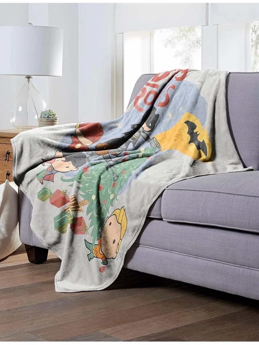 Holiday Heroes Super Hero Kids Throw Blanket - Batman, Superman, Flash - NEW